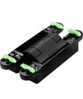 Top Shelf Heavy Duty Concealed Door Hinge Kit Featuring Hydraulic Buffer For Soft Close Dead Silent Auto Closing Smooth 3D Adjustment Hidden Cabinet Set in black, showing hydraulic mechanism and green clips.