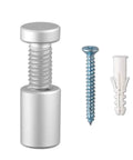 Pro Grade Sign Standoff Kit One Half Inch By Three Quarters Inch Solid Aluminum Mounting Hardware For Glass Panels And Acrylic Panels Pack Of Four For Quick Easy Install On Flat Displays And Signage, showing standoff, screw, and anchor