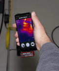 Thermal Imager For Android Devices with 10,800 Pixels displaying real-time thermal imaging for hot and cold spot troubleshooting.