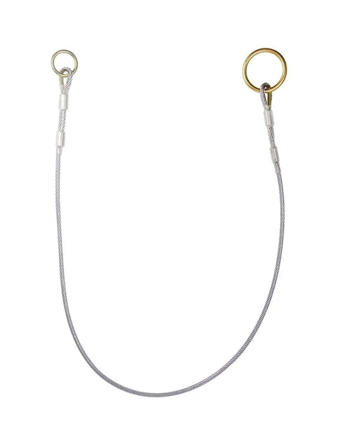 Lightweight Portable 4 Foot Wire Rope Choker Anchor For Fall Protection, Galvanized Steel with rings, on white background