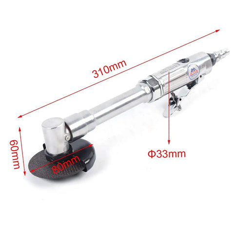 Workhorse Pneumatic Angle Grinder with Long Handle for Easy Cutting and Quick Grinding, 3 Inch Cutting Blade, dimensions labeled