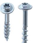 Close-up of Pocket Hole Wood Screws Self Tapping Torx T20 Heavy Duty Coarse Thread 1-1/4 Inch 32mm Silver for outdoor use