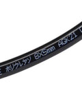 Close-up view of black PU pneumatic air tubing, 8mm OD x 5mm ID.