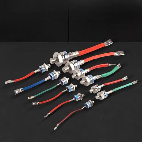 High Power Stud Mount Diode ZP Series 1600V Silicon For Industrial Welding Heavy Loads 50A To 300A with various wire colors and connections.