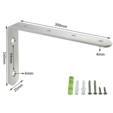 Heavy Duty L Shaped Corner Brackets With Included Fasteners For Floating Wall Shelving Storage Set Of Two Stainless Steel Support Angles dimensions and screws