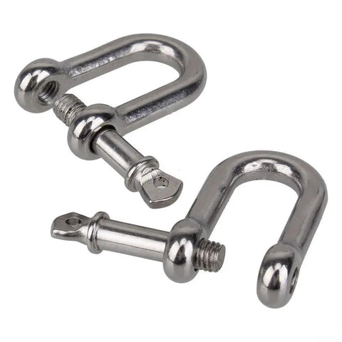 Threaded Screw Pin D Shackle for Rigging and Lifting Beefy Heavy Duty Marine Towing Hardware with open and closed pin view