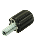 Close-up of black M5 derailleur micro adjustment screw for mountain bikes, 0.98x0.19 inch, used in frames for adjustments.