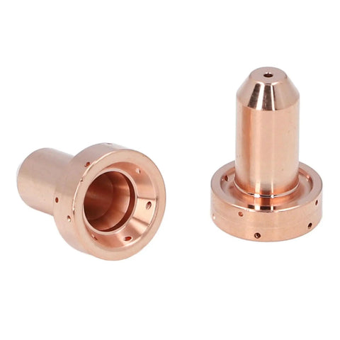 9 8211 Brass Plasma Cutting Torch Nozzle For SL60 SL100 60A Replacement Pro Grade Brass Tip front and side view