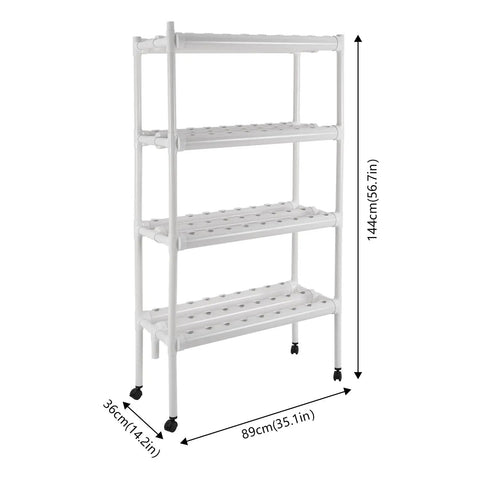 4 Tier Indoor And Outdoor Hydroponic Grow Rack With 12 Pipes And 108 Plant Sites, A Mobile Slick Soilless Cultivation System For Home Growers