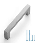 Brushed Nickel Four And Half Inch Cabinet Handles Square Kitchen Pulls For Cabinets And Drawers Durable Hardware With Easy Install Screws