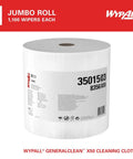 Front view of GeneralClean X50 Cleaning Cloths Jumbo Roll 1100 Sheets White Heavy Duty Wipes For Quick Cleanups Tough Long Lasting Towels For Extended Use Everyday Cleaning Solution You Can Trust.