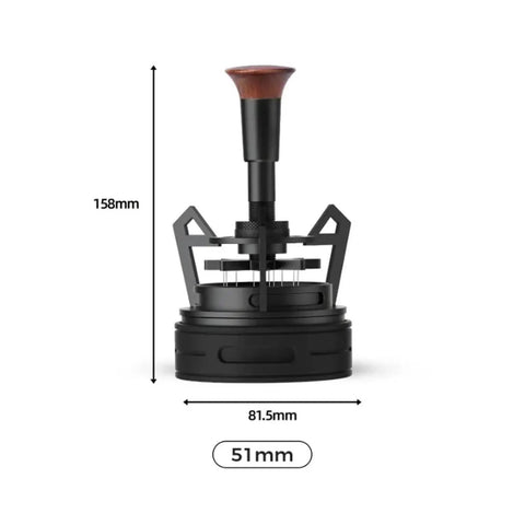 Dope Rotary Wdt Tool Featuring Nine Precision Needles For Flawless Coffee Powder Distribution with dimensions, 51mm diameter base.