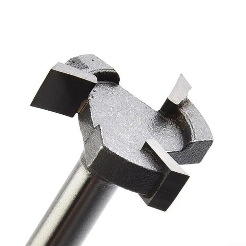 Close-up of Beefy Carbide Tipped CNC Spoilboard Surfacing Router Bit With One Quarter Inch Shank for Fly Cutter Slab Flattening Leveler