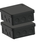 Ip65 Waterproof Project Box With Screwless Cover, Outdoor Electrical Enclosure Pack Of Two, Heavy Duty Plastic Housing Black, 3.5 X 3.5 Inches. Stacked view of enclosures.