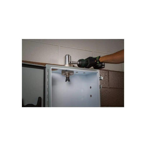 11 Ton Intelli Punch Tool with Auto Retract and 360 Rotating Head used on metal cabinet