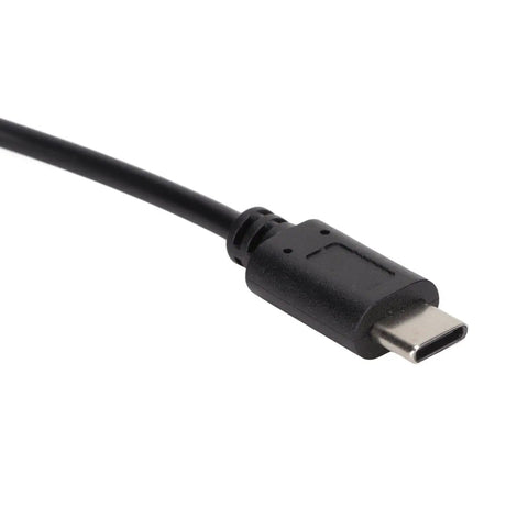 Close-up of Workhorse Usb Type C Power Extension Cable Male To Female Plug with integrated switch, 30 cm, PVC shielded.