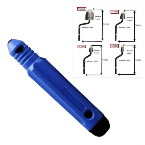 Minhe NB1000 Deburring Handle with BC Cutter Heads showing blue polymer handle and cutter specifications.