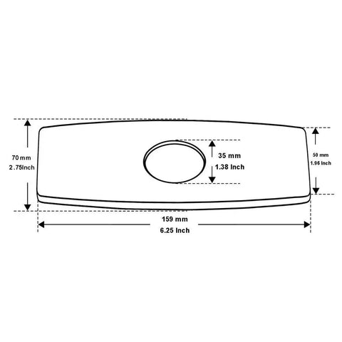 Diagram of Chrome Bathroom Sink Faucet With Cover Plate And Pop Up Drain Assembly, dimensions in inches and mm labeled.