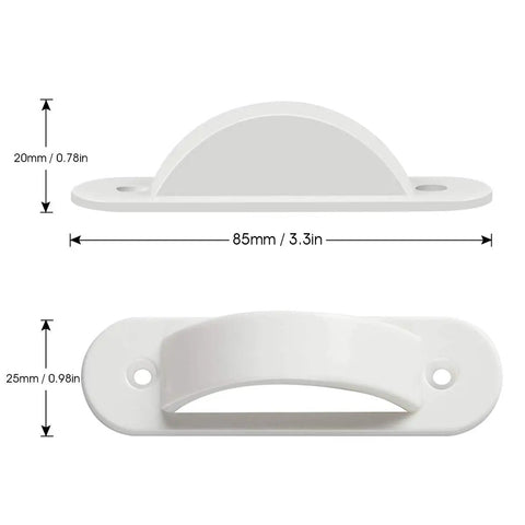 Wall Switch Guard Plate Covers 2 Pack White Child Safety Shield for Standard Toggle Switches Keeps Lights On Or Off Prevents Accidental Flips No Hassle Install Protects Smart Lights And Circuits Screws Not Included, shown from side and front view with dimensions.