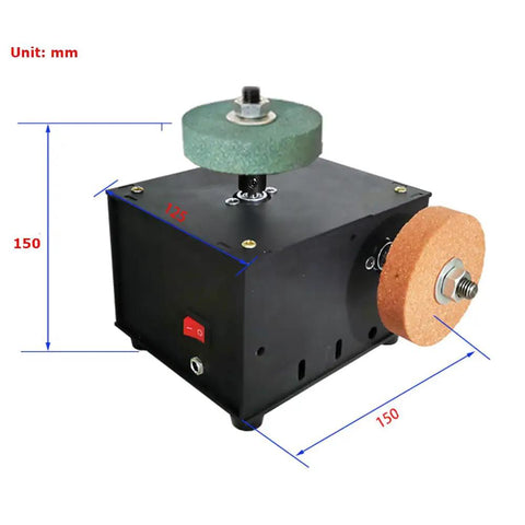 Heavy Duty Dual Wheel Bench Grinder With Copper Motor Runs Slick On 110 Or 220 Volt Power For Precision Polishing and Rock Solid Sharpening For Every Gotta Grind Workshop Setup with green and orange wheels.