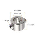 Adjustable 8mm Drill Stop Collar Kit With Stainless Steel Depth Limit Ring showing dimensions and features.
