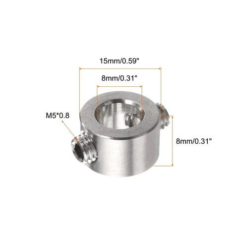Adjustable 8mm Drill Stop Collar Kit With Stainless Steel Depth Limit Ring showing dimensions and features.