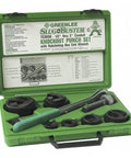 Slug Buster Knockout Punch Kit With Hex Ratchet Wrench For 1/2 Inch To 2 Inch Conduit Punches, case open showing tools