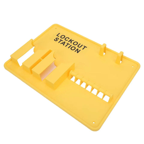 Wall Mounted Lockout Tagout Station Kit For The Shop Floor DeformationProof Heavy Duty PC Safety Supply Bright Yellow Boss Level Safety Visibility Open Design 15.2 X 11.4 Inch Enhanced Security For Energy Control Programs, yellow PC lockout station