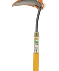 All Steel One Handed Scythe For Vegetable Gardens With Wood Handle And Resin Grip Lightweight Compact Garden Tool angled view