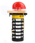 Workhorse Eight Position Rotary Cam Switch For Milling Machines, panel mount, red emergency button, 25A 500V heavy duty switch