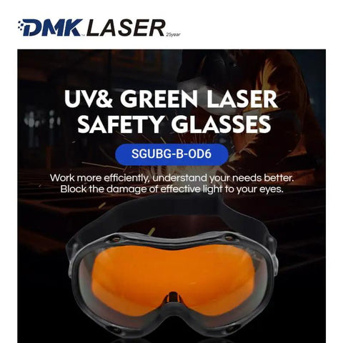 Heavy Duty Kickass Laser Safety Glasses Built Different With Od6 Plus And Od8 Plus Lens Protection For Industrial Engraving Welding Cutting And Ipl Work, featuring UV and green lens optics.