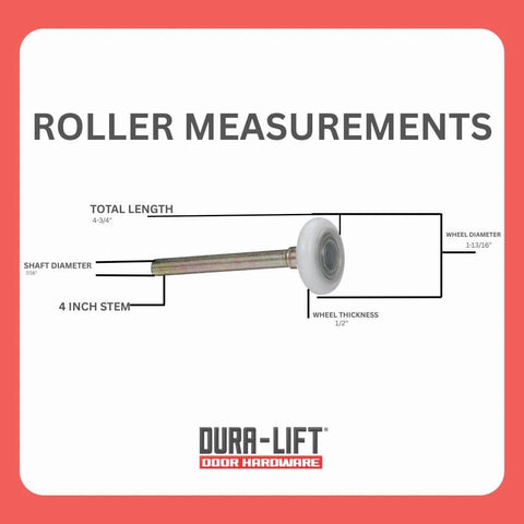 2 Inch Sealed Nylon Garage Door Roller With 6200ZZ Bearing Quiet Operation 4 Inch Stem Front And Back Dust Caps Durable For 200000 Open Close Cycles Pack Of 10 with measurement details