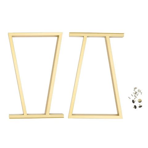 2 Pack Gold Trapezoid Metal Table Legs Beefy Heavy Duty Full Welded Furniture Legs With Non Slip Pads 440.92 Lbs Load Per Leg Modern DIY Replacement Legs For Dining Table Coffee Table TV Stand Cabinet