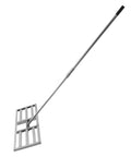 Stainless Steel Telescopic Go To Lawn Leveling Rake With Long Handle For Garden Sand And Soil Multi Function Leveling Tool on white background