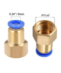 Push To Connect Tube Fitting Adapter 6mm Tube OD To PT One Quarter Female Straight Pneumatic Connector For Pipe Fittings 2 Pack