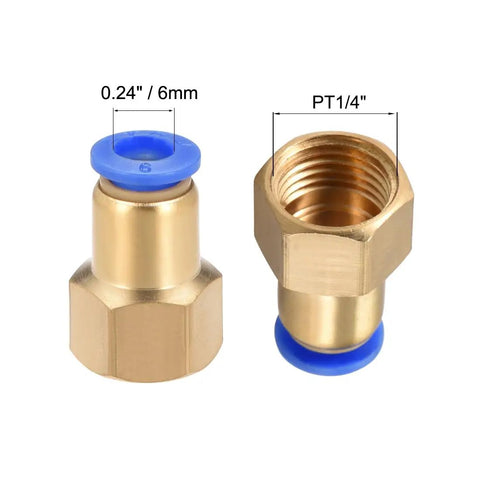 Push To Connect Tube Fitting Adapter 6mm Tube OD To PT One Quarter Female Straight Pneumatic Connector For Pipe Fittings 2 Pack