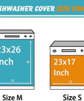 Dishwasher cover size chart with 23x26 inch and 23x17 inch dimensions for Peeling Paint Magnetic Dishwasher Panel Cover Vinyl Decal.