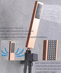 Heavy Duty Wall Mounted Shower System With 10 Inch Square Rainfall Head And Smooth Handheld Combo Set In Matte Black close-up of handheld sprayer