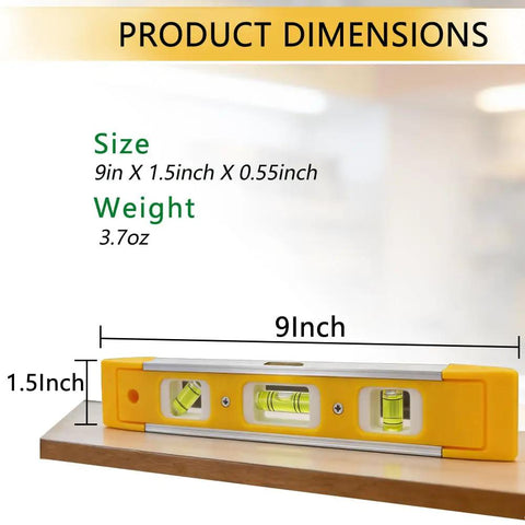 Rock Solid 9 Inch Torpedo Level With Strong Magnetic Edges And Shock Proof Aluminum Body Dead On Precision Bubble Vials Built Tough For Quick Layouts No Sweat Work Job Site Ready For Smart Builders
