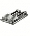 Heavy Duty Copper Fixture Vise With Stepped Machined Faces, dual clamps, steel construction for milling and grinding.