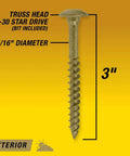 Real Deal Construction Lag Screws 5/16 X 3 Inch Bronze Finish Wood Fasteners Truss head with T-30 star drive.