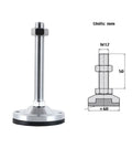 Heavy Duty Adjustable Leveling Feet Set M12 X 50mm Thread With 2.4 Inch Grippy Rubber Base for desks, cabinets, and workbenches.
