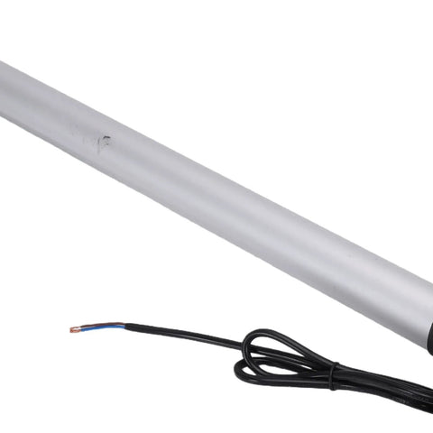Heavy Duty Electric DC Linear Actuator Packing Six Thousand Newtons Of Raw Straight Push Pull Chops Plus Five Hundred Millimeter Travel, with exposed wiring and sleek aluminum shaft.
