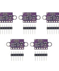 Set of five purple Dope Time Of Flight VL53L0X Laser Ranging Sensor Breakout Module I2C for Distance Measurement with pins