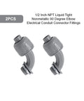 Premium Quality Top Shelf 2 Pack 1/2 Inch Npt Liquid Tight Pvc 90 Degree Conduit Connectors With Sealing Gaskets And Lock Nuts for smooth wiring.