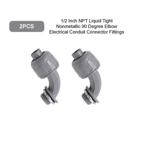 Premium Quality Top Shelf 2 Pack 1/2 Inch Npt Liquid Tight Pvc 90 Degree Conduit Connectors With Sealing Gaskets And Lock Nuts for smooth wiring.