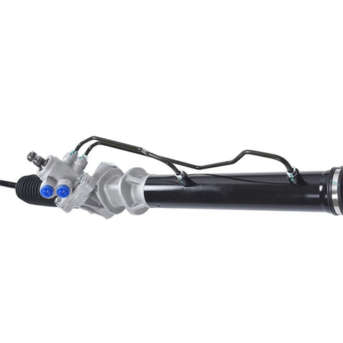 Close-up of Power Steering Rack And Pinion Replacement For Infiniti QX4 1997 2003 And Nissan Pathfinder 1996 2004 With Precision Sealing Technology And Plug And Play Fitment 490010W000 showing connection details.