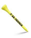 Premium Bamboo Golf Tees 3.25 Inch Tall 18 Pack With Iconic Packaging Flip Open Pack Keeps Your Tee Box Organized Elevates Height And Launch Distance Killer Gift Idea For Golfers, yellow tee with text