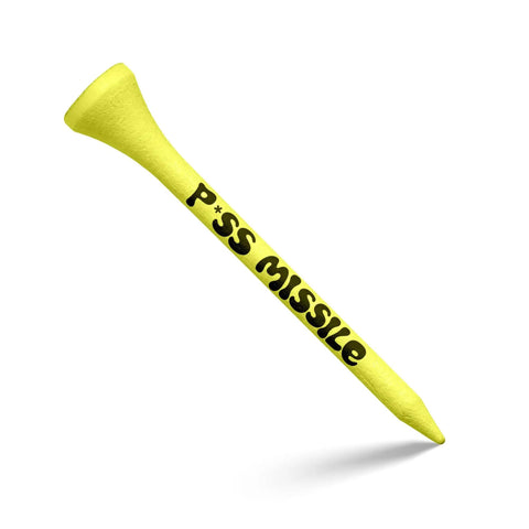 Premium Bamboo Golf Tees 3.25 Inch Tall 18 Pack With Iconic Packaging Flip Open Pack Keeps Your Tee Box Organized Elevates Height And Launch Distance Killer Gift Idea For Golfers, yellow tee with text