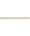 Clean 14k Gold Rope Chain Necklace Featuring Smooth 3mm Links And Sleek 24 Inch Length, showcasing interlocking twisted links.